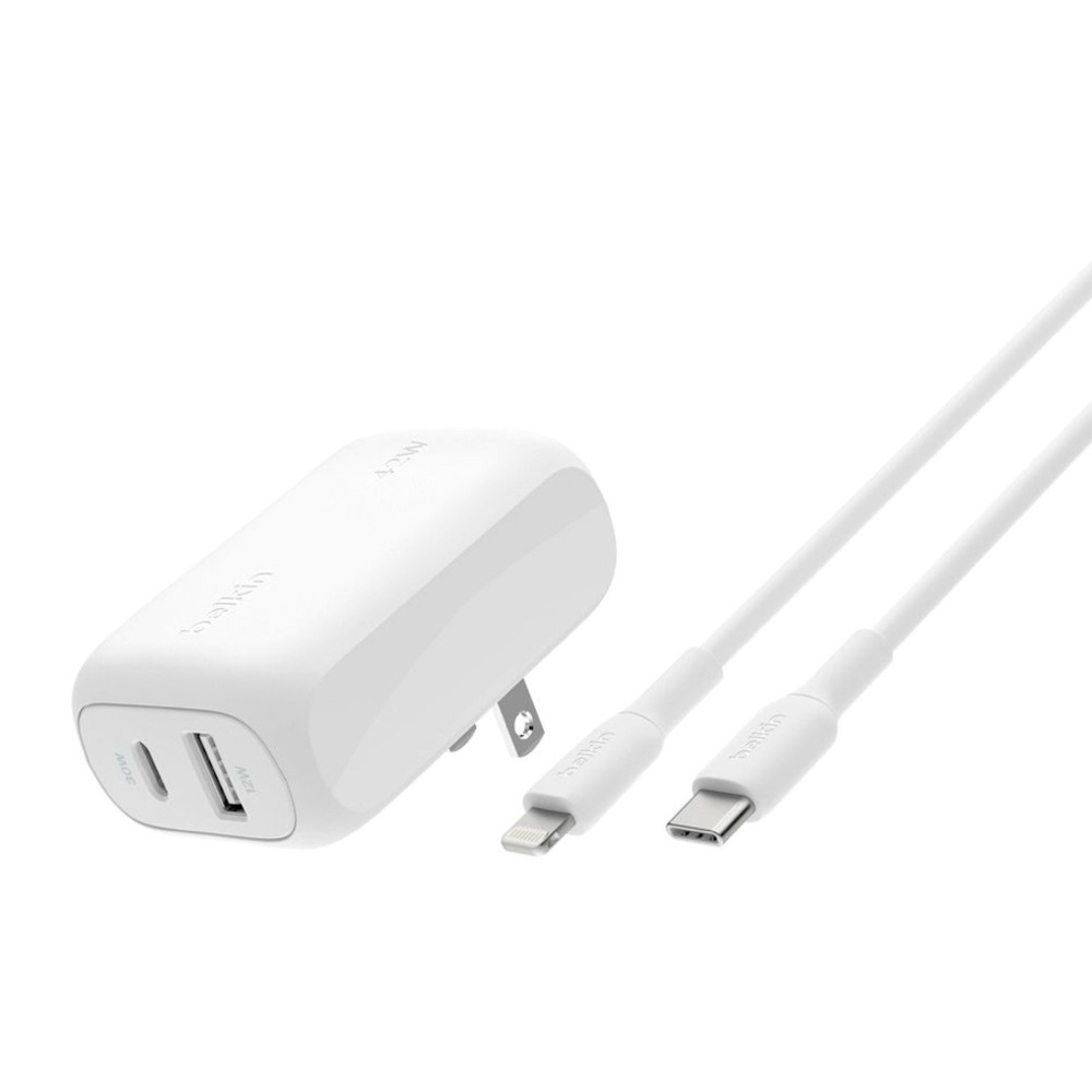 Wall Charger C-Lightning Bundle - White: Compatible with Samsung & iPhone